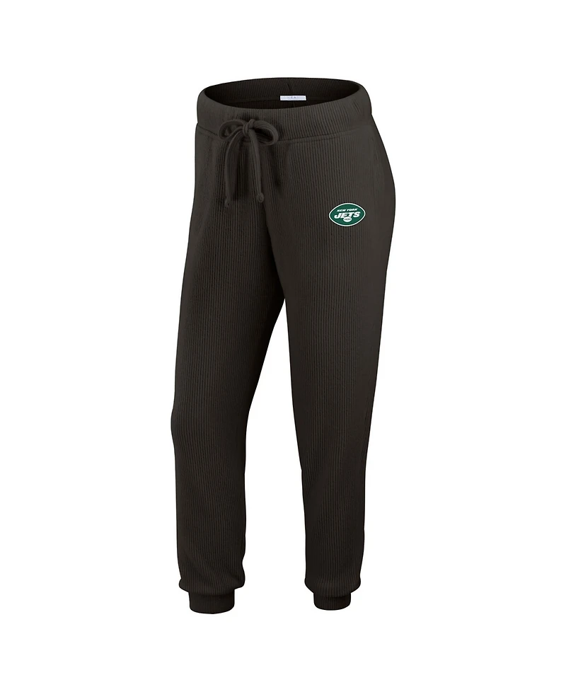 Wear by Erin Andrews Women's 2-Piece Cream New York Jets Knitted Tri-Blend Long Sleeve T-Shirt & Pants Lounge Set