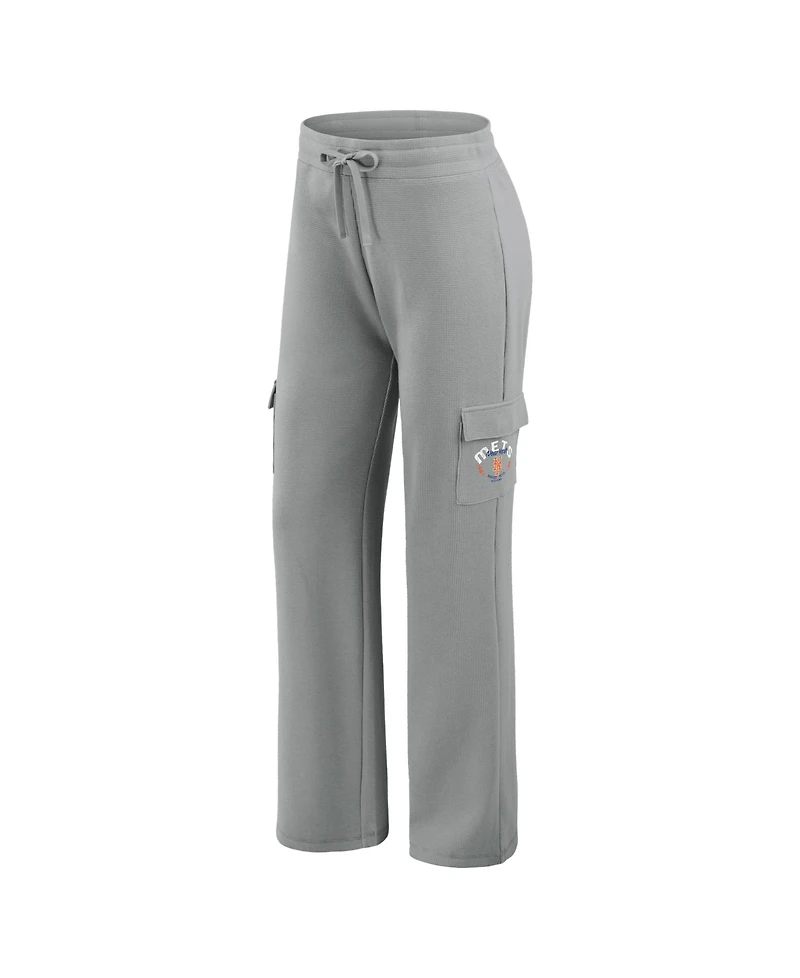 Wear by Erin Andrews Women's 2-Piece Gray New York Mets Waffle-Knit Long-Sleeve Hoodie & Lounge Pant Set