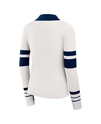 Wear by Erin Andrews Women's White Dallas Cowboys Ribbed Henley Polo Sweater