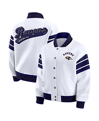 Wear by Erin Andrews Women's White Baltimore Ravens Plus Full-Snap Fleece Sweatshirt Jacket