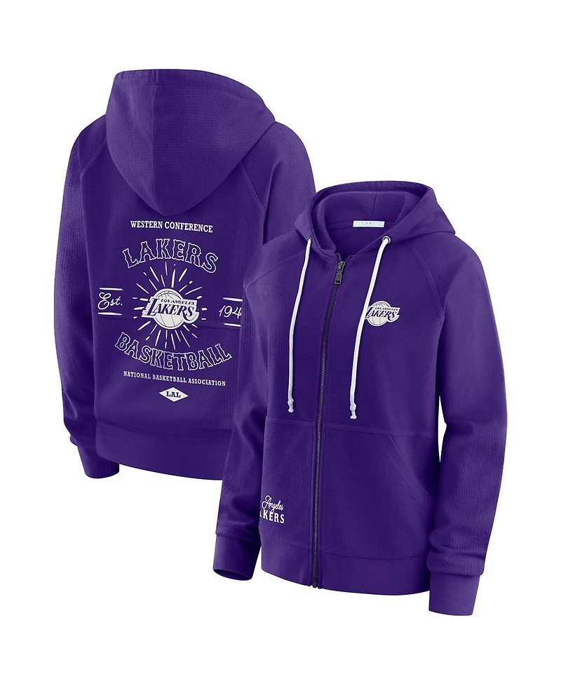Wear by Erin Andrews Women's Purple Los Angeles Lakers Vintage Full-Zip Raglan Hoodie