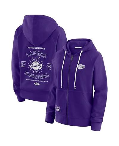 Wear by Erin Andrews Women's Purple Los Angeles Lakers Vintage Full-Zip Raglan Hoodie