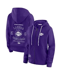 Wear by Erin Andrews Women's Purple Los Angeles Lakers Vintage Full-Zip Raglan Hoodie