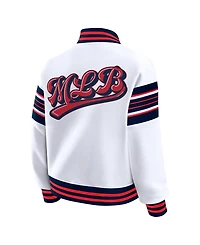 Wear by Erin Andrews Women's White Mlb Merchandise Full-Snap Fleece Sweatshirt Jacket