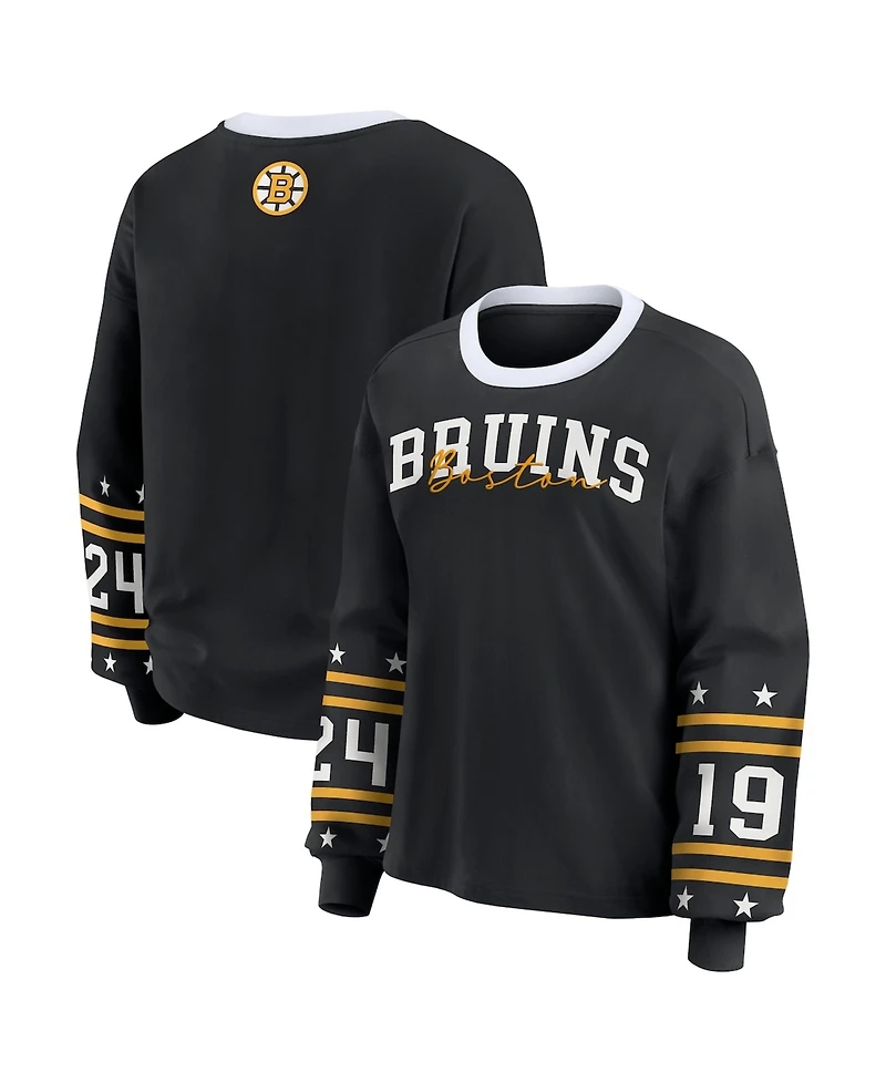Wear by Erin Andrews Women's Black Boston Bruins Long-Sleeve Sport T-Shirt