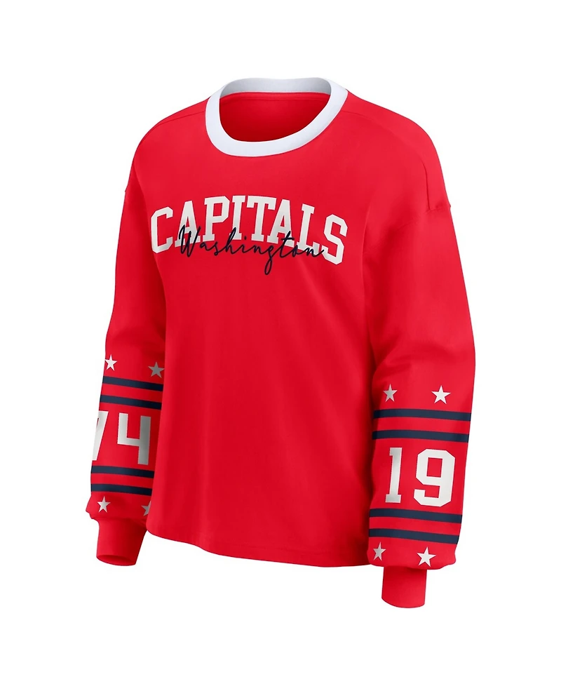 Wear by Erin Andrews Women's Red Washington Capitals Long-Sleeve Sport T-Shirt