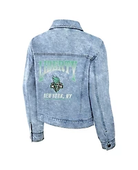 Wear by Erin Andrews Women's Blue New York Liberty Full-Snap Denim Jacket
