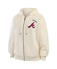 Wear by Erin Andrews Women's Cream Atlanta Braves Full-Zip Hoodie