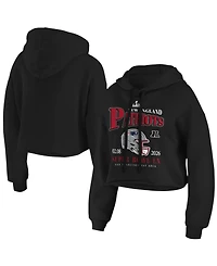 Wear by Erin Andrews Women's Black New England Patriots Super Bowl Lx Cropped Hoodie