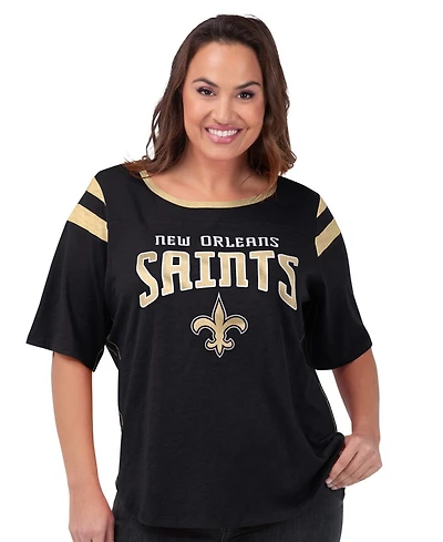 G-iii 4Her by Carl Banks Women's Black New Orleans Saints Plus Linebacker T-Shirt