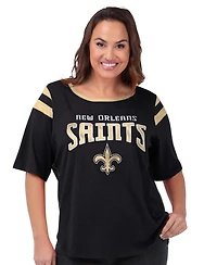 G-iii 4Her by Carl Banks Women's Black New Orleans Saints Plus Linebacker T-Shirt
