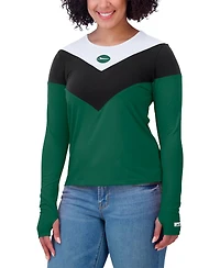 Wear by Erin Andrews Women's Green/Black New York Jets Plus Chevron Tri-Blend Long Sleeve T-Shirt