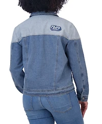 Wear by Erin Andrews Women's Blue Philadelphia 76ers Full-Button Denim Jacket