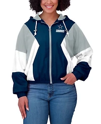 Wear by Erin Andrews Women's Navy Dallas Cowboys Color Block Full-Zip Windbreaker Jacket