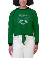 Wear by Erin Andrews Women's Green/Black New York Jets Tie-Front Long Sleeve Top
