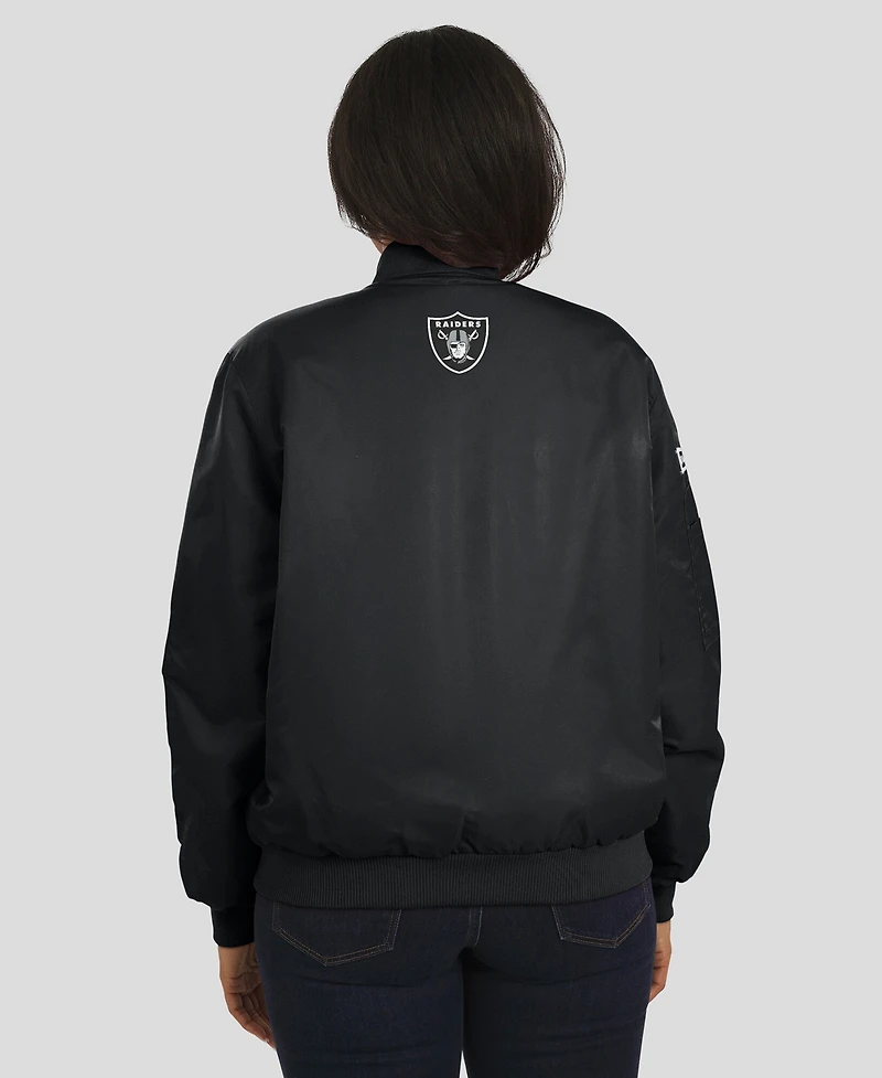 Wear by Erin Andrews Women's Black Las Vegas Raiders Patch Full-Zip Bomber Jacket