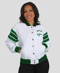 Wear by Erin Andrews Women's White New York Jets Full-Snap Fleece Sweatshirt Jacket