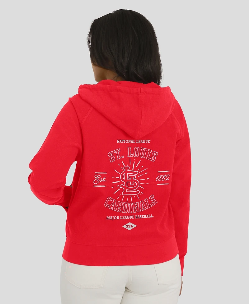Wear by Erin Andrews Women's Red St. Louis Cardinals Vintage Full-Zip Raglan Hoodie