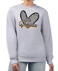 G-iii 4Her by Carl Banks Women's Heather Gray Pittsburgh Penguins Animal Print Heart Fleece Pullover Sweatshirt