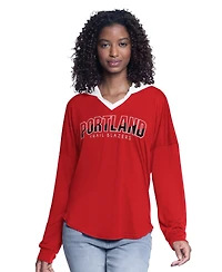 G-iii 4Her by Carl Banks Women's Red Portland Trail Blazers Bench Player Oversized Long Sleeve Hooded Top