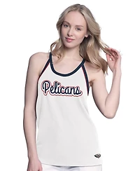 G-iii 4Her by Carl Banks Women's White New Orleans Pelicans Curveball Racerback Scoop Neck Slub Tank Top