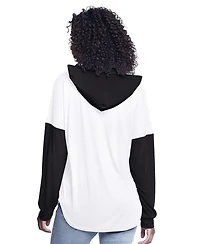 G-iii 4Her by Carl Banks Women's White/Black Tyler Reddick Bench Player Oversized Long Sleeve V-Neck Hoodie