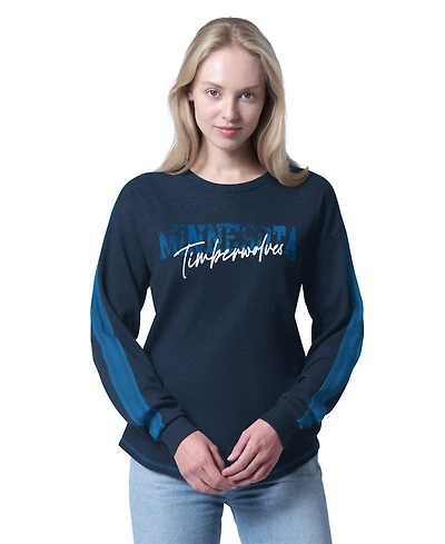 G-iii 4Her by Carl Banks Women's Navy Minnesota Timberwolves Advantage Tri-Blend Long Sleeve T-Shirt