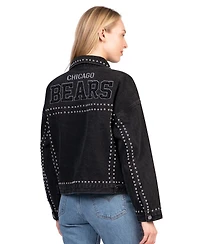 G-iii 4Her by Carl Banks Women's Black Chicago Bears Pit Stop Crew Ii Full-Button Denim Jacket