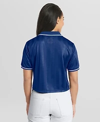 Wear by Erin Andrews Women's Royal Chicago Cubs Cropped V-Neck Polo Shirt