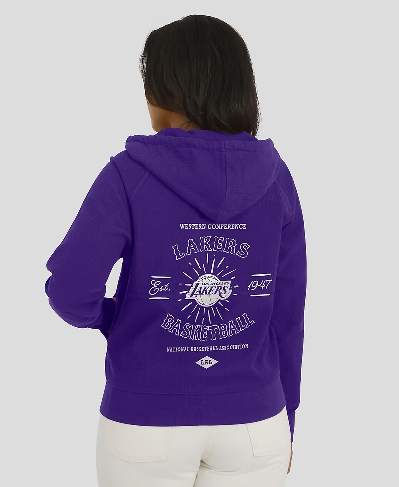 Wear by Erin Andrews Women's Purple Los Angeles Lakers Vintage Full-Zip Raglan Hoodie
