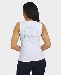 Wear by Erin Andrews Women's White Chicago Bulls Rib-Knit Henley Tank Top