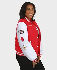 Wear by Erin Andrews Women's Red/White Chicago Blackhawks Varsity Full-Snap Puffer Jacket