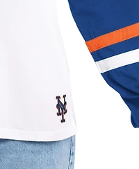 G-iii 4Her by Carl Banks Women's White/Royal New York Mets Key Player Oversized Hooded Long Sleeve T-Shirt