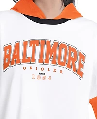 G-iii 4Her by Carl Banks Women's White/Orange Baltimore Orioles Key Player Oversized Hooded Long Sleeve T-Shirt