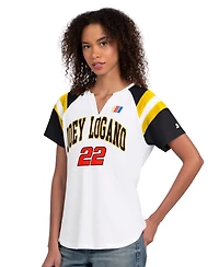 G-iii 4Her by Carl Banks Women's White Joey Logano Game On Raglan Notch Neck T-Shirt