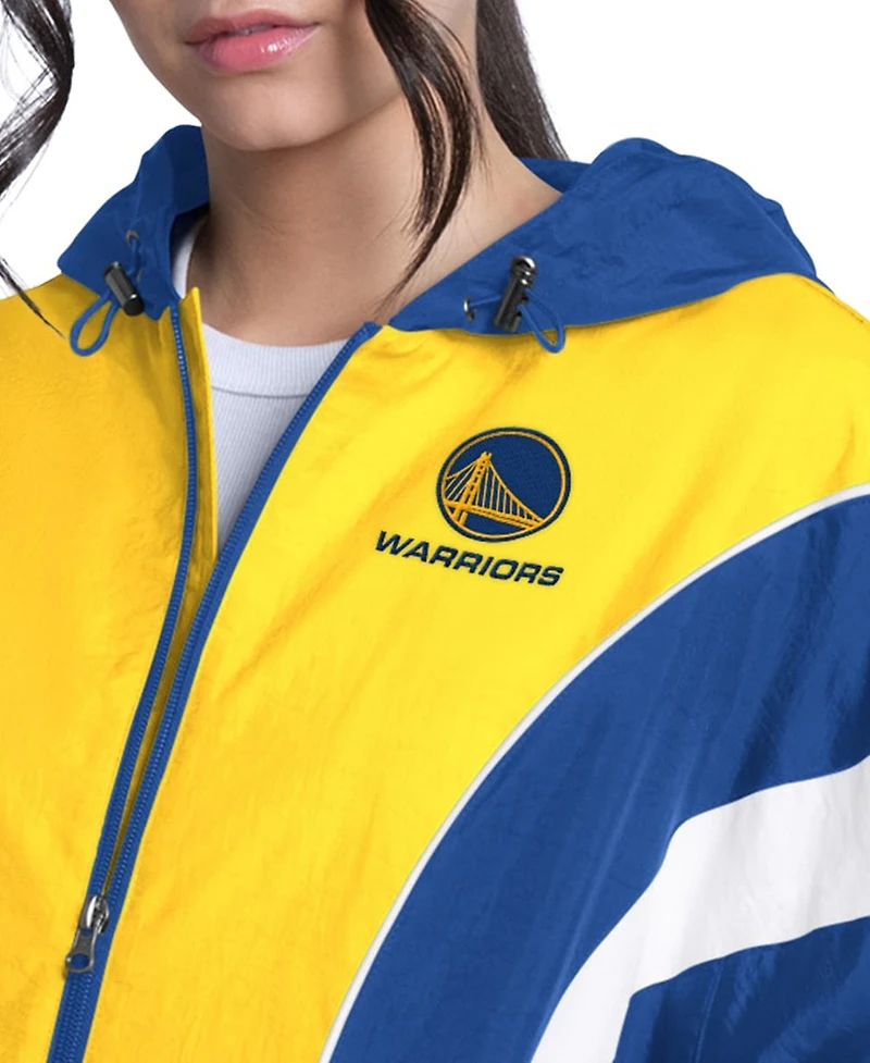 G-iii 4Her by Carl Banks Women's Royal/Gold Golden State Warriors Quarterback Lightweight Oversized Full-Zip Jacket