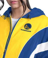 G-iii 4Her by Carl Banks Women's Royal/Gold Golden State Warriors Quarterback Lightweight Oversized Full-Zip Jacket