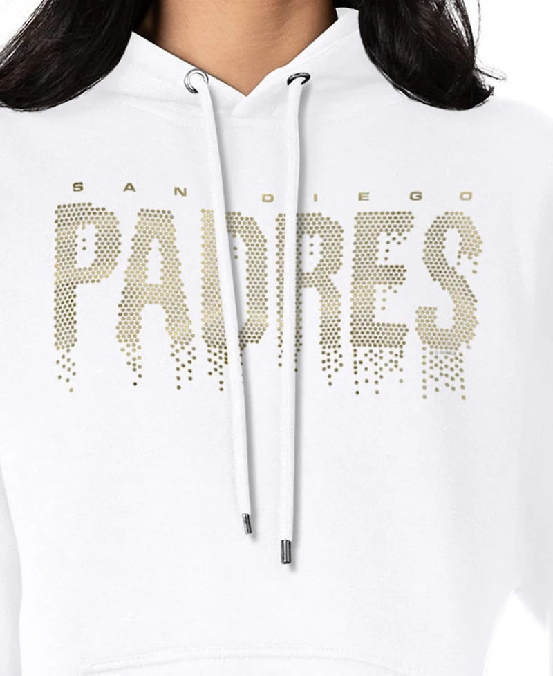 G-iii 4Her by Carl Banks Women's White San Diego Padres Metallic Drop Fleece Hoodie