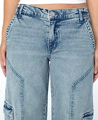 Celebrity Pink Women's Mid-Rise Wide-Leg Cargo Jeans