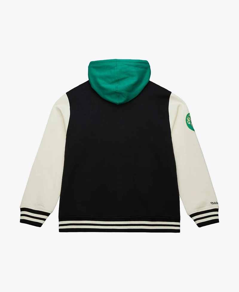 Mitchell & Ness Men's Black Boston Celtics Vintage Logo Courtside Fleece Full-Button Jacket