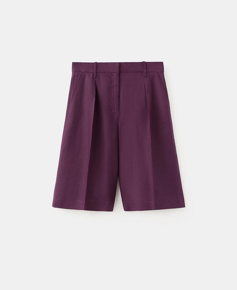 Mango Women's Straight Linen Bermuda Shorts
