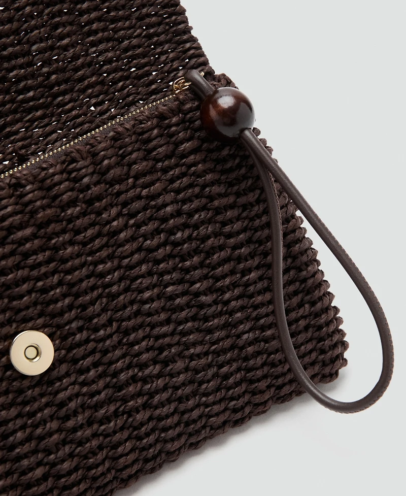 Mango Women's Natural-Fiber Flap Pouch