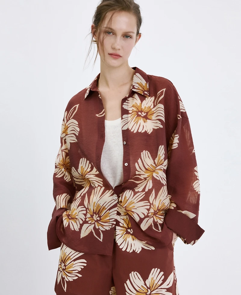 Mango Women's Printed Lyocell Shirt