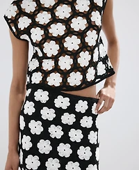Mango Women's Crochet Floral Mini-Skirt