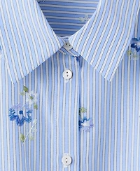 Mango Women's Flower Embroidered Striped Top