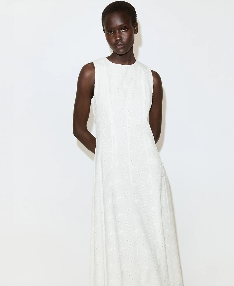 Mango Women's Cutwork Embroidery A-Line Dress