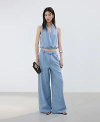 Mango Women's Wide Leg Lyocell Pants