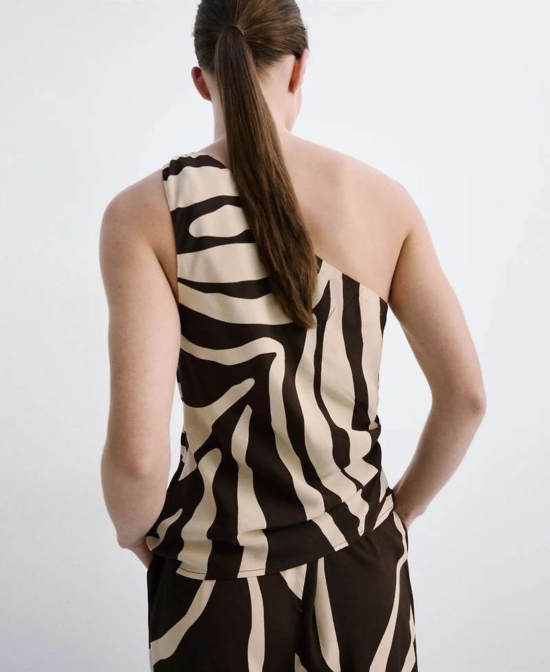 Mango Women's Asymmetric Printed Top
