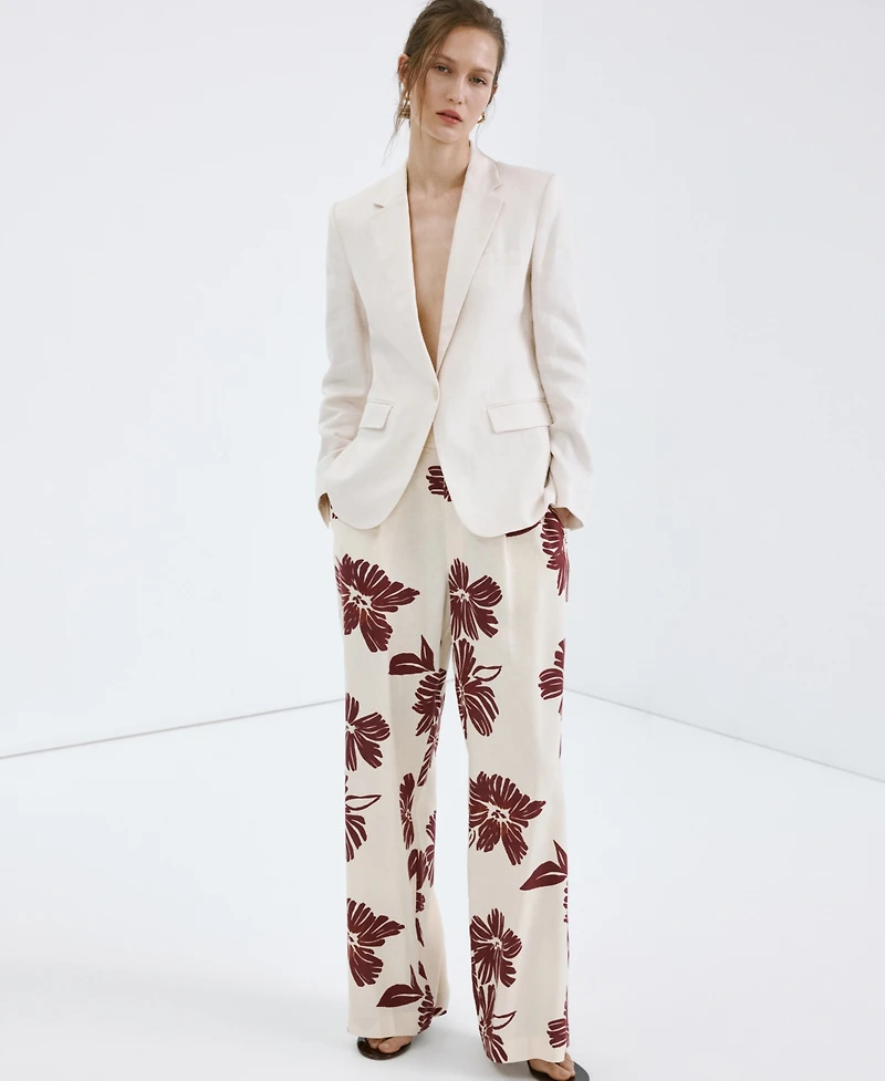 Mango Women's Printed Pleated Pants