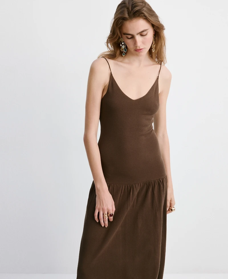 Mango Women's Gathered Detail Knitted Dress